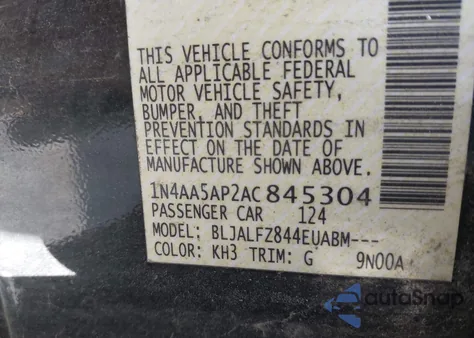 2010 Nissan Maxima 3.5 Sv W/Premium Pkg from USA, damaged, VIN 1N4AA5AP2AC845304